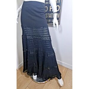 Cappucino Maxi Skirt Size Small Black Knit Beach Vacation Cover-up Made France